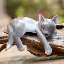 Load image into Gallery viewer, Wood statuette, Lounging Cat
