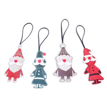 Load image into Gallery viewer, Cotton and Paper Santa Ornaments (Set of 4) - Santa Claus is Coming | NOVICA