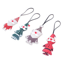 Load image into Gallery viewer, Cotton and Paper Santa Ornaments (Set of 4) - Santa Claus is Coming | NOVICA
