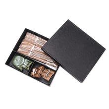 Load image into Gallery viewer, Boxed Incense Gift Set with Ceramic Holder - Green Palm | NOVICA