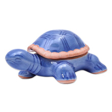 Load image into Gallery viewer, Handmade Celadon Ceramic Turtle Decorative Box - Blue Turtle | NOVICA