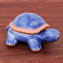 Load image into Gallery viewer, Handmade Celadon Ceramic Turtle Decorative Box - Blue Turtle | NOVICA
