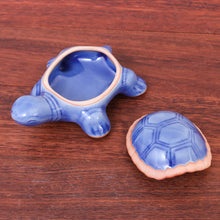 Load image into Gallery viewer, Handmade Celadon Ceramic Turtle Decorative Box - Blue Turtle | NOVICA