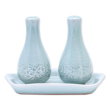 Load image into Gallery viewer, Aqua Celadon Salt and Pepper Set - Thai Spring | NOVICA