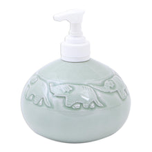 Load image into Gallery viewer, Hand Crafted Celadon Ceramic Soap Dispenser - Elephant Bath | NOVICA