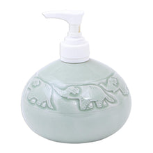 Load image into Gallery viewer, Hand Crafted Celadon Ceramic Soap Dispenser - Elephant Bath | NOVICA