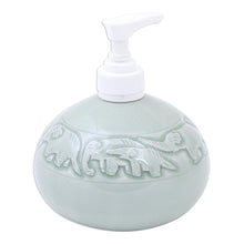 Load image into Gallery viewer, Hand Crafted Celadon Ceramic Soap Dispenser - Elephant Bath | NOVICA