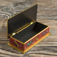Load image into Gallery viewer, Red Butterfly-Themed Reverse-Painted Glass Box - Butterflies on Scarlet | NOVICA