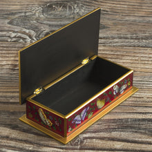 Load image into Gallery viewer, Burgundy Reverse-Painted Glass Decorative Box - Butterflies on Burgundy | NOVICA