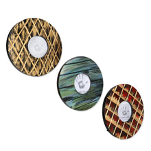 Load image into Gallery viewer, Wood and Golden Enamel Photo Frames (Set of 3) - Happy Memories | NOVICA