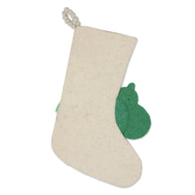 Load image into Gallery viewer, Hippo Wool Felt Christmas Stocking - Happy Hippo | NOVICA