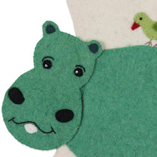 Load image into Gallery viewer, Hippo Wool Felt Christmas Stocking - Happy Hippo | NOVICA