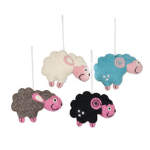 Load image into Gallery viewer, Set of 4 Wool Felt Sheep Holiday Ornaments - Counting Sheep | NOVICA
