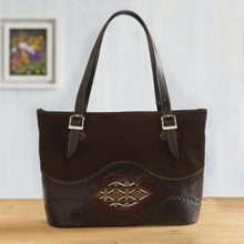 Load image into Gallery viewer, Dark Brown Suede and Leather Tote Bag - Inca Memories | NOVICA