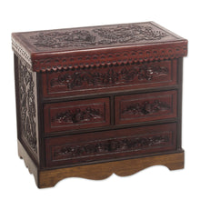 Load image into Gallery viewer, Tooled Leather Jewelry Chest from Peru - Ancestral Treasure | NOVICA