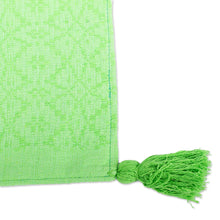 Load image into Gallery viewer, Bright Green Hand Woven Cotton Cushion Cover - Oaxaca Diamonds in Lime | NOVICA