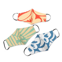 Load image into Gallery viewer, Hand Sewn Printed Cotton Face Masks (Set of 3) - Colorful Vibe | NOVICA
