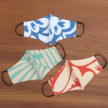 Load image into Gallery viewer, Hand Sewn Printed Cotton Face Masks (Set of 3) - Colorful Vibe | NOVICA