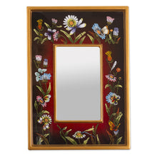 Load image into Gallery viewer, Hand Painted Small Glass Framed Wall Mirror - Currant Fields | NOVICA