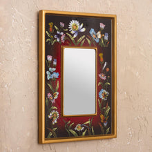 Load image into Gallery viewer, Hand Painted Small Glass Framed Wall Mirror - Currant Fields | NOVICA