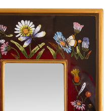 Load image into Gallery viewer, Hand Painted Small Glass Framed Wall Mirror - Currant Fields | NOVICA
