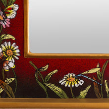 Load image into Gallery viewer, Hand Painted Small Glass Framed Wall Mirror - Currant Fields | NOVICA