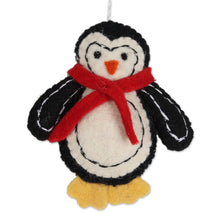 Load image into Gallery viewer, Set of 6 Wool Felt Penguin Ornaments - Marching Penguins | NOVICA