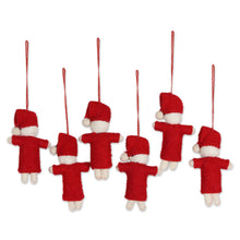 Load image into Gallery viewer, Set of 6 Sleeping Elf Wool Felt Ornaments - Sleepy Babies | NOVICA