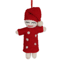 Load image into Gallery viewer, Set of 6 Sleeping Elf Wool Felt Ornaments - Sleepy Babies | NOVICA