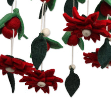 Load image into Gallery viewer, Wool Felt Tiered Holiday Flower and Leaf Decoration - Silent Night | NOVICA