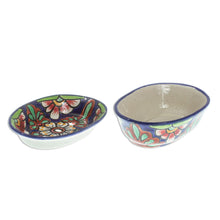 Load image into Gallery viewer, Hand Crafted Talavera-Style Soap Dish - Blue Bouquet | NOVICA