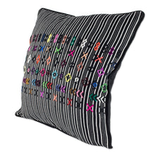 Load image into Gallery viewer, Black and White Striped Cushion Cover - Solola Symbols | NOVICA