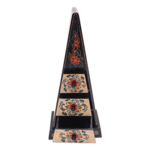 Load image into Gallery viewer, Hand Crafted Decorative Floral Batik Box - Pyramid of Flowers | NOVICA