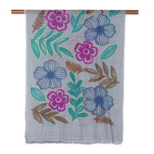 Load image into Gallery viewer, Hand Made Floral Wool Shawl from India - Utopia | NOVICA