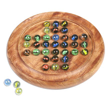 Load image into Gallery viewer, Hand Carved Mango Wood Solitaire Marble Board Game - Game of Patience | NOVICA