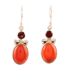 Load image into Gallery viewer, Hand Crafted Garnet and Carnelian Gemstone Dangle Earrings - Charming Union | NOVICA