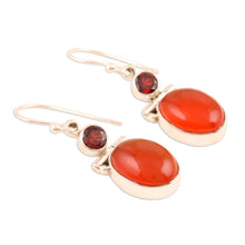 Load image into Gallery viewer, Hand Crafted Garnet and Carnelian Gemstone Dangle Earrings - Charming Union | NOVICA