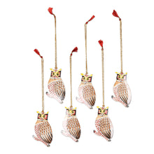 Load image into Gallery viewer, Unique Owl Ornaments from India (Set of 6) - Owl Be Home for Christmas | NOVICA