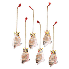 Load image into Gallery viewer, Unique Owl Ornaments from India (Set of 6) - Owl Be Home for Christmas | NOVICA