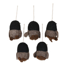Load image into Gallery viewer, Wool Felt Penguin Ornaments Set of 5 - Penguin Charm | NOVICA