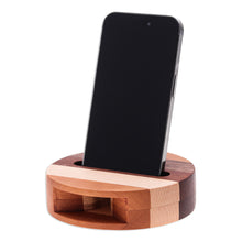 Load image into Gallery viewer, Hand Crafted Round Wood Smartphone Speaker - Lively Sound | NOVICA
