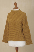 Load image into Gallery viewer, Women's Antique Gold 100% Alpaca Sweater - Antique Gold Trellis | NOVICA