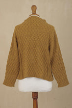 Load image into Gallery viewer, Women's Antique Gold 100% Alpaca Sweater - Antique Gold Trellis | NOVICA
