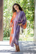 Load image into Gallery viewer, Hand-Stamped Batik Robe with Chakra Motif - Dusky Sunrise | NOVICA