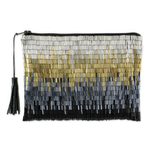 Load image into Gallery viewer, Petite Gold and Silver Hand Beaded Clutch Evening Bag - Glittering Luxe | NOVICA