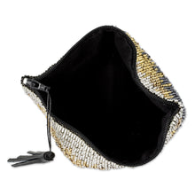 Load image into Gallery viewer, Petite Gold and Silver Hand Beaded Clutch Evening Bag - Glittering Luxe | NOVICA