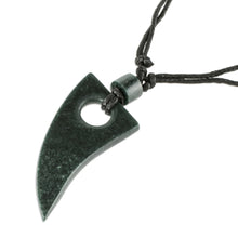 Load image into Gallery viewer, Guatemalan Natural Dark Green Jade Pendant Necklace - Colmillo | NOVICA