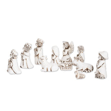 Load image into Gallery viewer, Antique Style White Ceramic Nativity Scene (11 Pieces) - Antique El Salvador Bethlehem | NOVICA