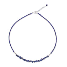 Load image into Gallery viewer, Lapis Lazuli and Karen Silver Beaded Necklace - Nature's Finest Hour | NOVICA