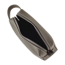 Load image into Gallery viewer, Hand Crafted Grey Leather Men's Toiletry Case - Man of the World in Flint | NOVICA